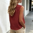 thumbnail image 4 of LEAVINGSUO Tank Tops for Women Solid Color V-Neck Sports Sleeveless Blouse Loose-fitting Openwork Lace Tops Wine L, 4 of 7