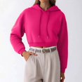 thumbnail image 4 of Womens Crop Hoodies Pullover Casual With Pockets Drawstring Spring Summer Fall Fall Clothes Tops Hooded Sweatshirts Hot Pink S, 4 of 5