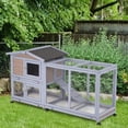 thumbnail image 2 of Wood Rabbit Hutch Rabbit Cage Bunny Hutch Rolling Large Bunny Cage Indoor Outdoor Two Story Guinea Pig Hamster Hutch Rabbit House with Wheels, 2 of 8