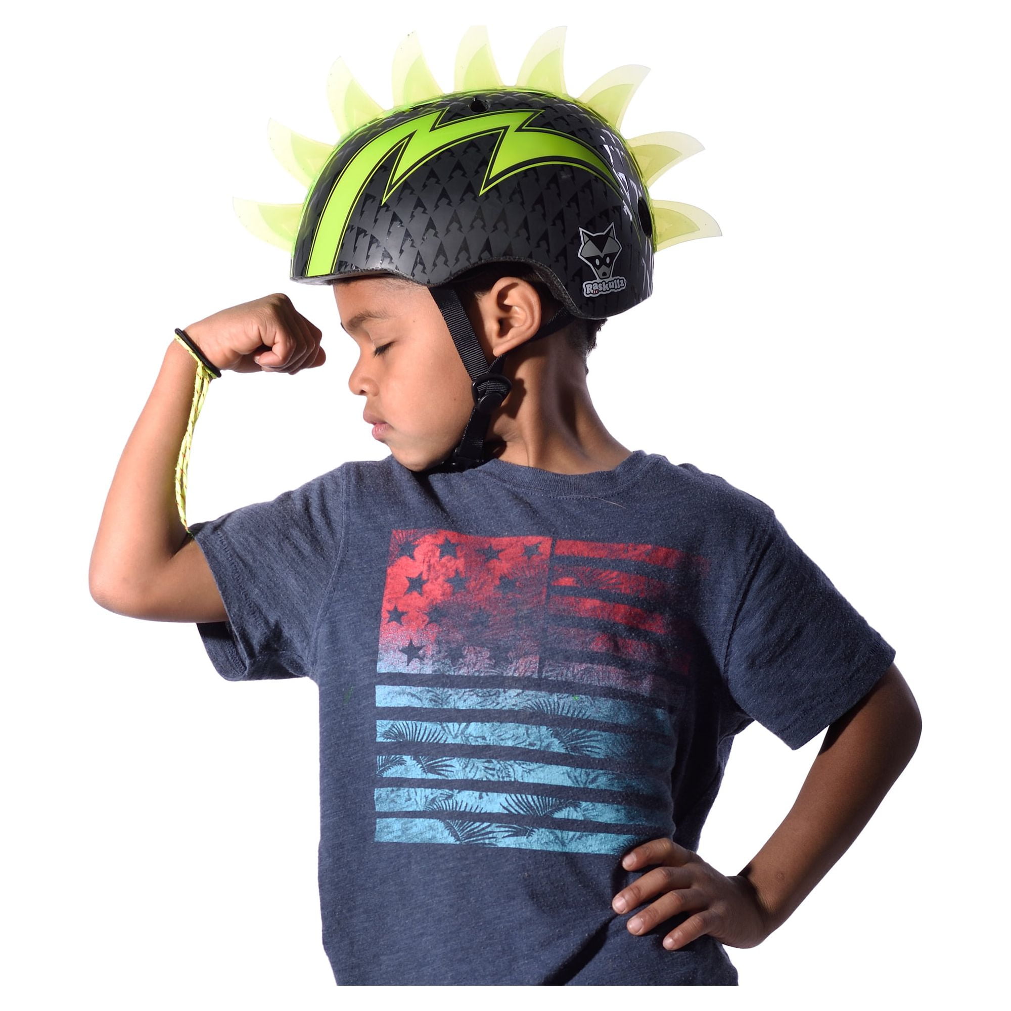 Raskullz Bolt LED Green Bike Helmet Child 5 50 54cm