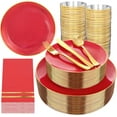 thumbnail image 2 of 700PCS Gold Plastic Plates - Gold Disposable Dinnerware Set for 100 - Include 200 Dinner/Dessert Plates, 300 Cutlery, 100 Cups, 100 Napkins, Idea for Wedding/Party/New Year, 2 of 8
