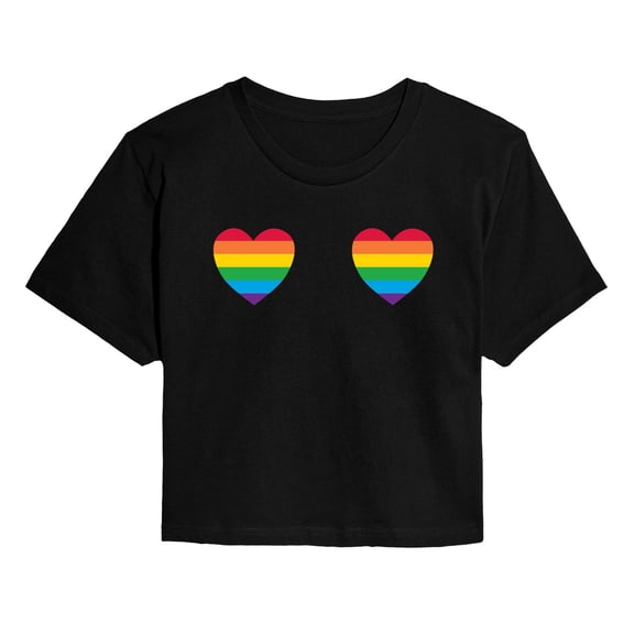 Instant Message - Pride Hearts Cropped Graphic T-Shirt