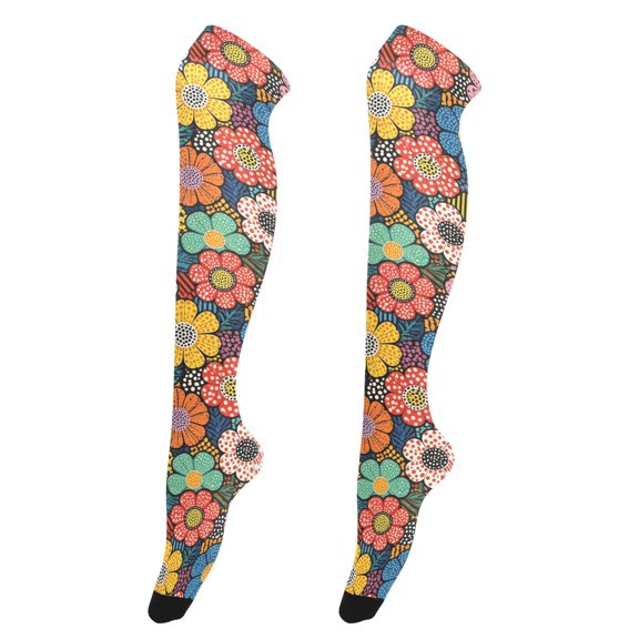Polka Dot Small Floral High Thigh Socks Over Knee Thin Tights Long Stocking for Women Leg Warmer
