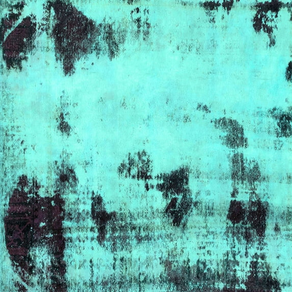 Ahgly Company Indoor Square Abstract Turquoise Blue Modern Area Rugs, 7' Square