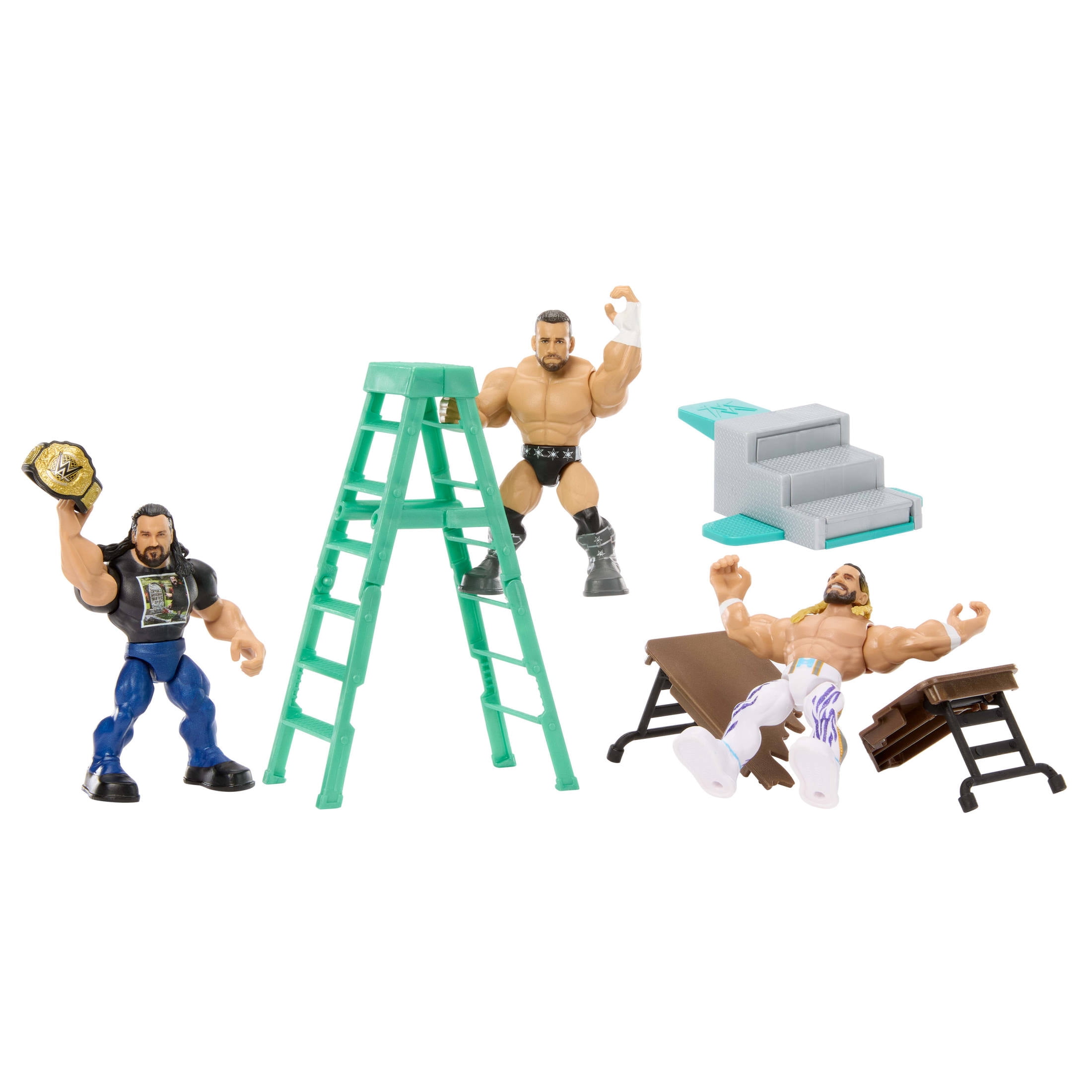 WWE Knuckle Crunchers WrestleMania Set with 3 Action Figures, Launcher & 4 Accessories