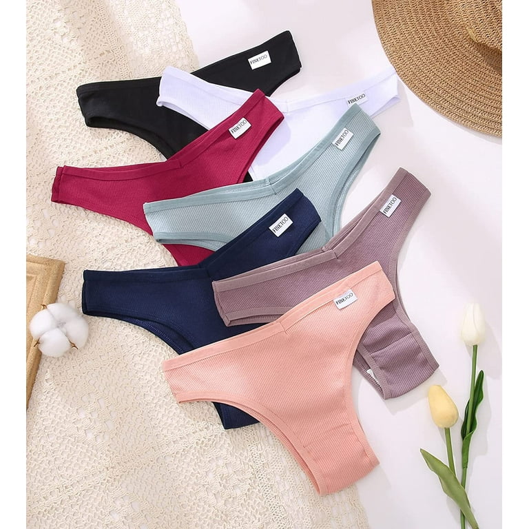 FINETOO 6 Pack Womens Cotton Underwear Stretch Bikini Panties Low Rise  Hipster Ladies Soft V-Waist Cheeky S-XL 