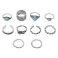 thumbnail image 1 of Set para mujer, anillos apilables de piedra plateada estilo bohemio, anillos apilables para dedos, vintage, 10 unidades, anillos retro, 1 of 8