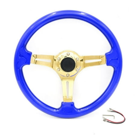 350mm 14'' Blue Universal Racing ABS Steering Wheel Fits 6 Hole Car Adapters