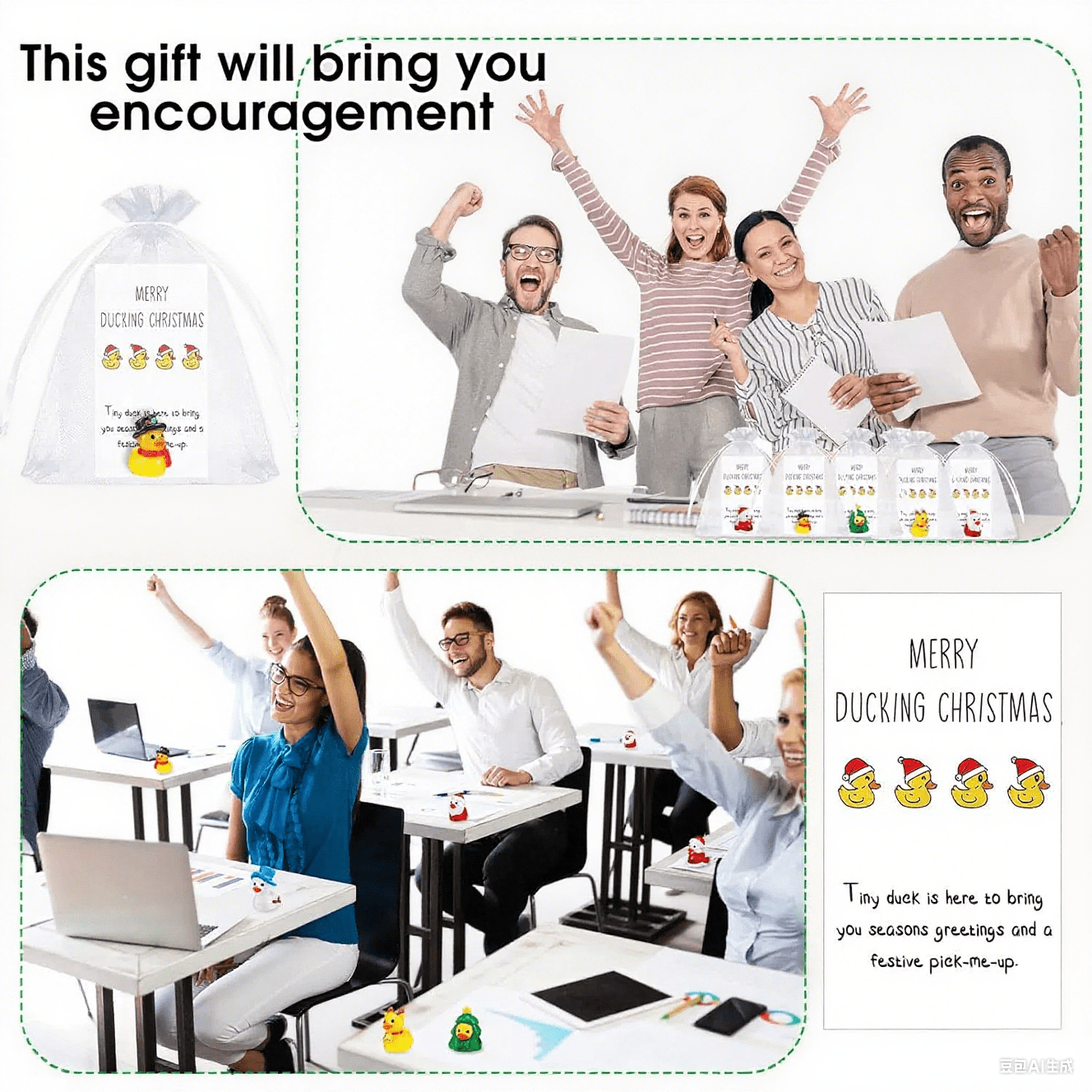 Employee Appreciation Gifts Bulk Thank You Gifts Resin Ducks Organza Bag Inspirational Cards  for Graduation Christmas Office Employee Coworker Relationship End of Year (30 Pcs)
