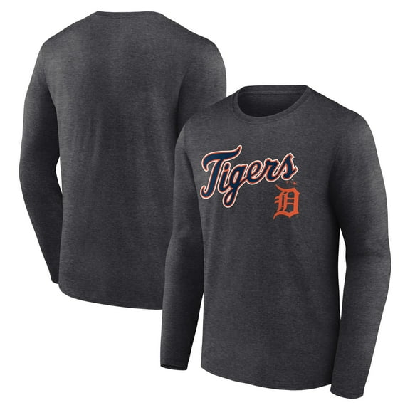 Men's Charcoal Detroit Tigers Team Lockup Long Sleeve T-Shirt