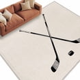 thumbnail image 2 of 6'x9' Area Rugs, Beige Indoor Outdoor Area Rug for Living Room Bedroom, Simple Gradient Ice Hockey Funny Sport Game Art Washable Bathroom Rugs Kitchen Floor Carpet Mats Home Decor Aesthetic, 2 of 8