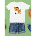 thumbnail image 3 of Smartprints Toddlers Graphic Tee - Cool Dinosaur Playing Guitar - Regular Fit 100% Cotton, 3 of 4