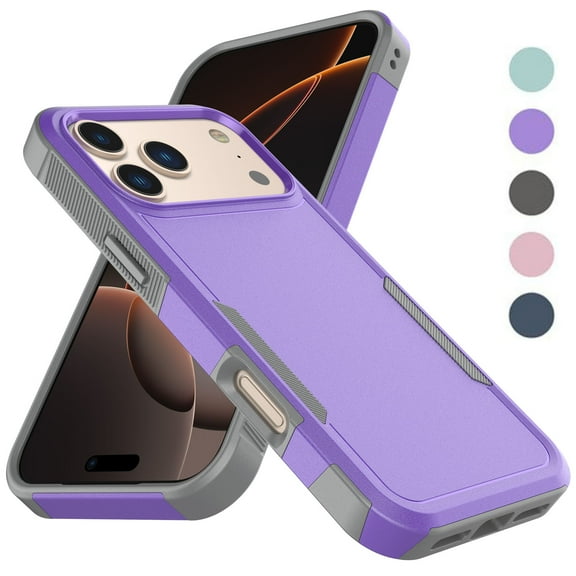 iPhone 17 Pro Max Case , 2 in 1 Phone Case for iPhone 17 Pro Max 6.9 inch ,Takfox Shockproof Protection Heavy Duty Armor Hard Plastic & Rubber Rugged Full Body Bumper Cover- Purple