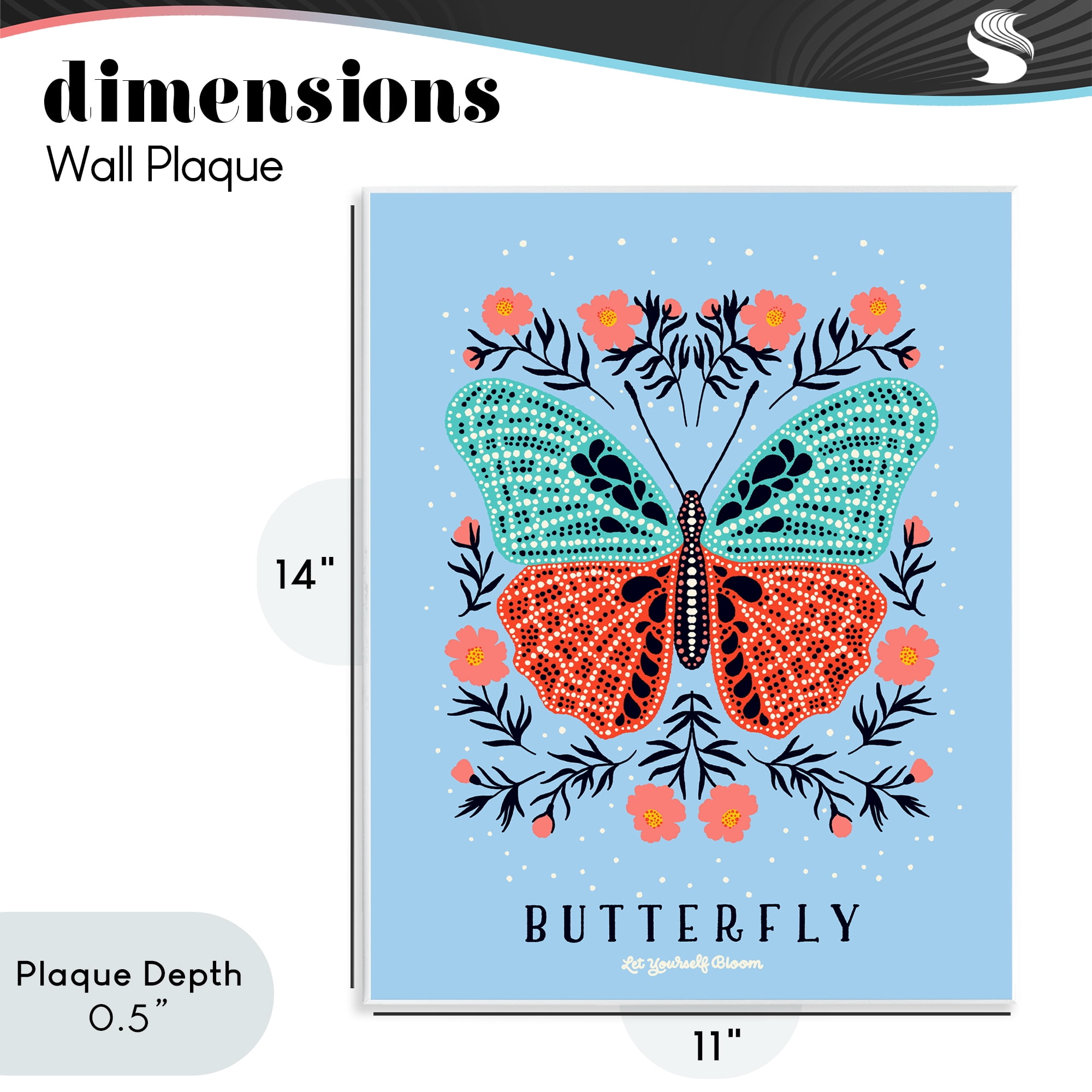 Stupell Industries Butterfly Symmetry on Blue Wall Plaque Art, design by Indira Prieto | IndySign