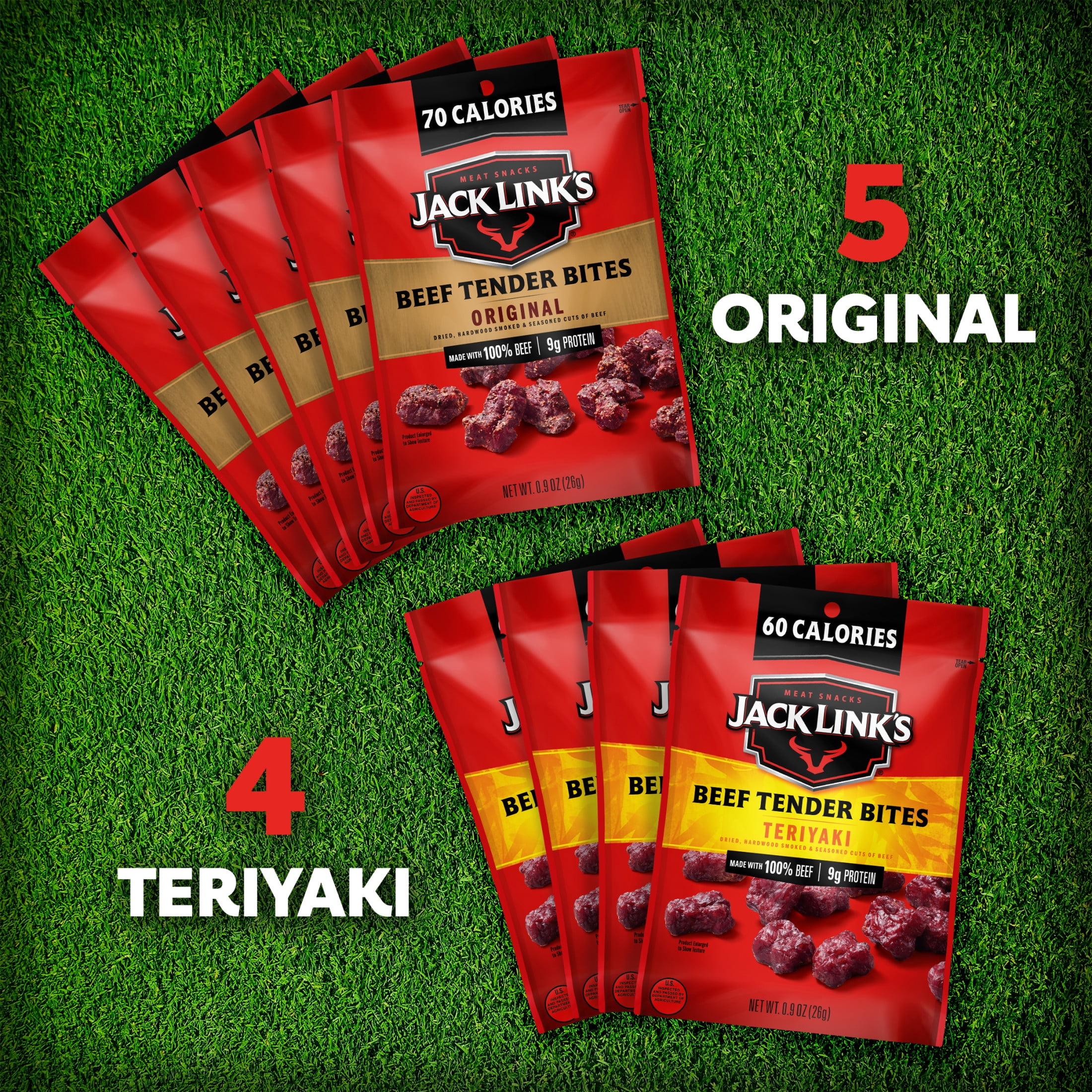 (2 pack) Jack Link's Original and Teriyaki Beef Tender Bites, 9 pack