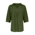 thumbnail image 6 of Basic T Shirts for Women Summer Temperament Chiffon Women's Loose V-neck Three-quarter Sleeve Solid Color Shirt Top, 6 of 7