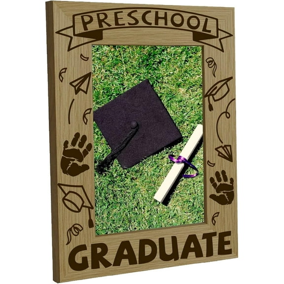 Preschool Graduate Photo Frame Wood Picture Frame Personalised Quote Photo Frame Memorial Tabletop Keepsake Suit 4"x6" Picture Gift for Family Friends Daughter Son Graduation 6x8 Inch colorful DIY