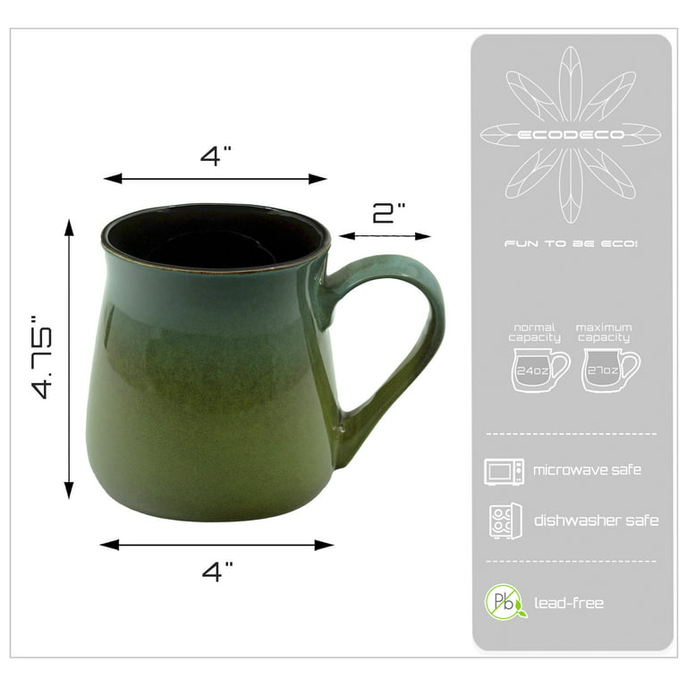 Large Pottery Coffee Mug 24 oz - Oversized Tea Cup - Ceramic Soup Mug with  Handle - 1 PCS (Green to Blue) - ecodesign-us