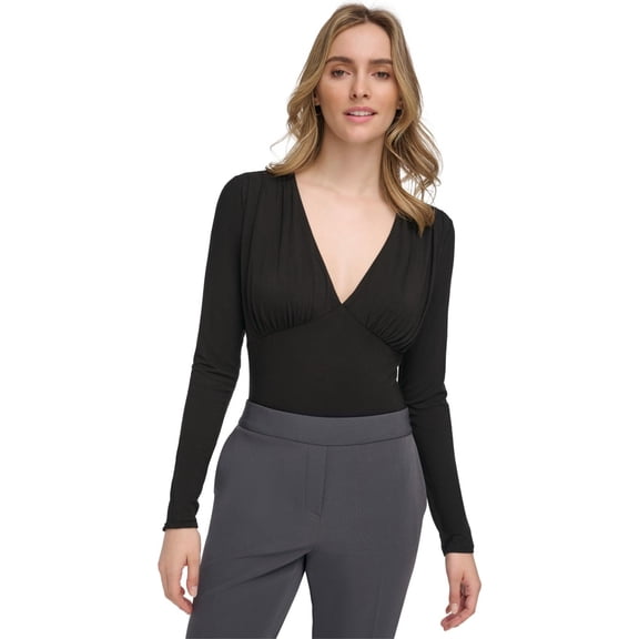 Calvin Klein Womens Solid Bodysuit Jumpsuit, Black, Large