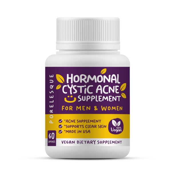 Hormonal & Cystic Acne Supplement with 350mg DIM, Vegan Acne Pills for