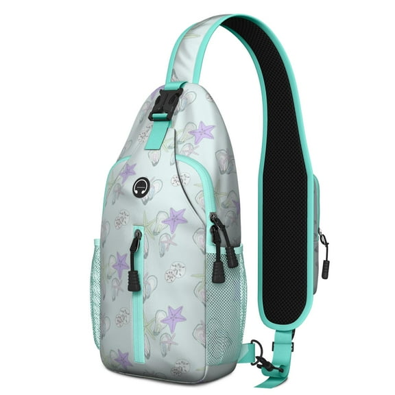 Crossbody Sling Backpack for Women Men Oysters and Starfish Pattern Shoulder Sling Crossbody Casual Chest Bag for Travel Sports Running Hiking