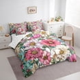 thumbnail image 3 of Homewish Retro Country Floral 7-Piece Bedding Comforter Set,Natural Botanical King Bedding Sets,Pink White Green Bed Sheets For Men Women,Microfiber Bedroom Decor Reversible, 3 of 8