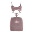 thumbnail image 3 of Vestidos de Fiesta Elegantes casual femenino elegante ahueca hacia fuera cómodo sólido fiesta clubwear Ygjytge Rosa T L para Mujer, 3 of 8
