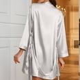 thumbnail image 5 of MGDXOX Women's Satin Robe Set 2 Piece Silk Pajamas Sets Lace Cami Nightgown with Kimono Robes Fashion Nightwear White S, 5 of 5
