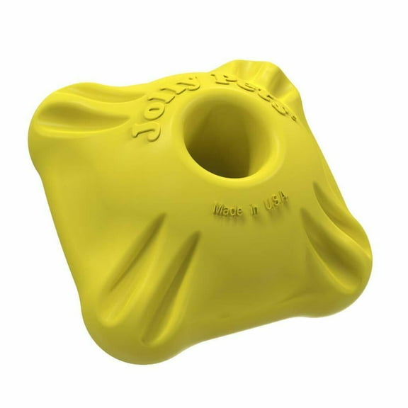 Flex-N-Chew Durable Dog Toys Hollow Treat Dispensing Floating Bobble or Squarble (Squarble - Yellow 2")
