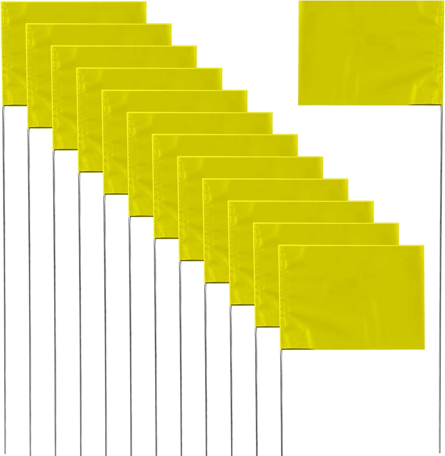 LSKJGA-50 Pack Yellow 15 x 2.5 x 3.5 Inch PVC Rectangular Outdoor Flags for Lawn, Yard, Landscape, Survey, Sprinkler, Irrigation