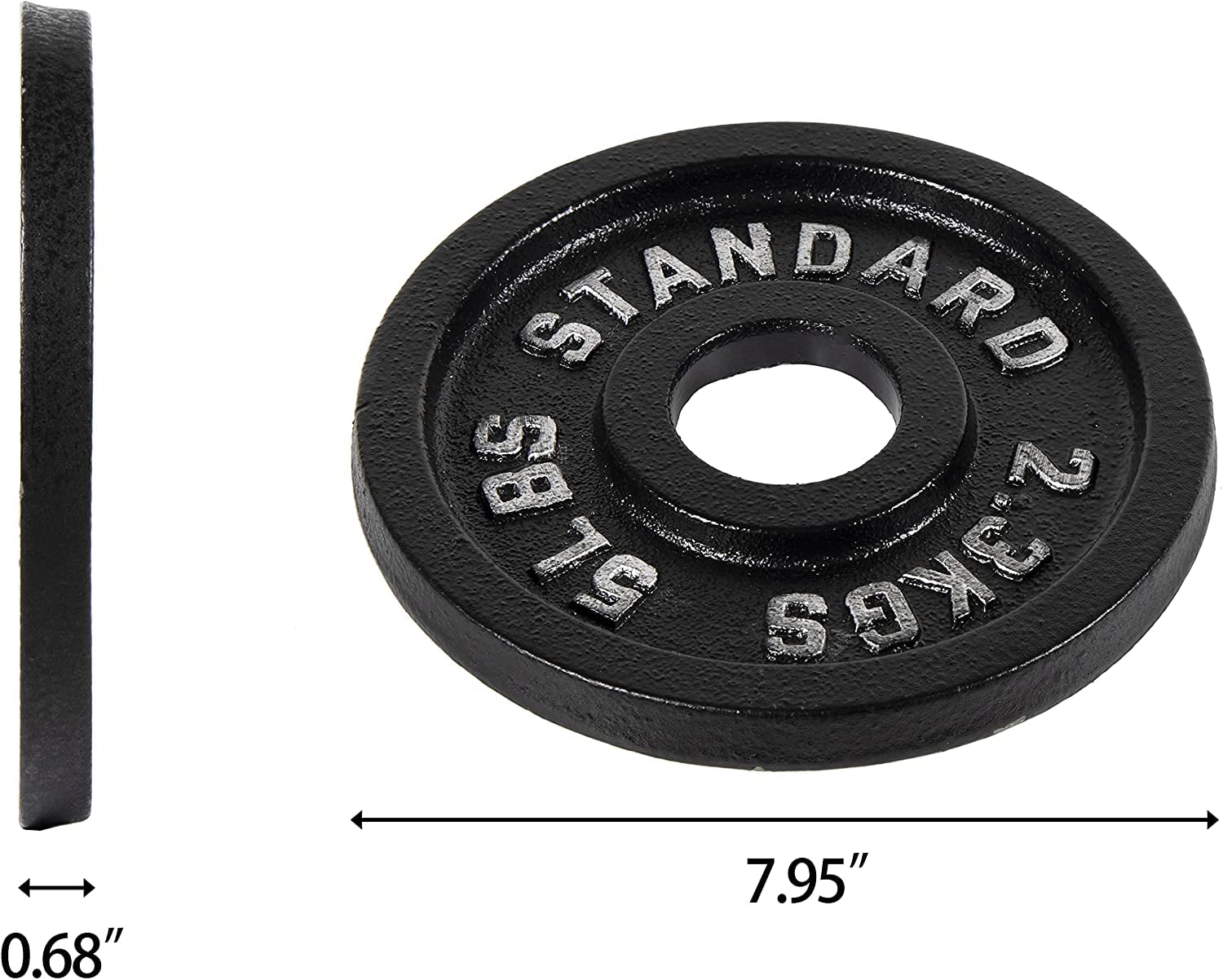 1-Inch Classic Cast Iron Weight Plates 2.5-45 lb, Standard Set of 2 Black
