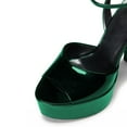 thumbnail image 3 of YDN Women's Thick Platform Open Toe Sandals Chunky High Heel Buckled Strap Pumps Shopping Daily Summer Shoes Size 5 Green, 3 of 4