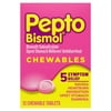 Pepto Bismol Chewable Tablets 5 Symptom Stomach Relief Original, Providing Fast Digestive Relief from Nausea, Heartburn, Indigestion, Upset Stomach, and Diarrhea, 12 Count