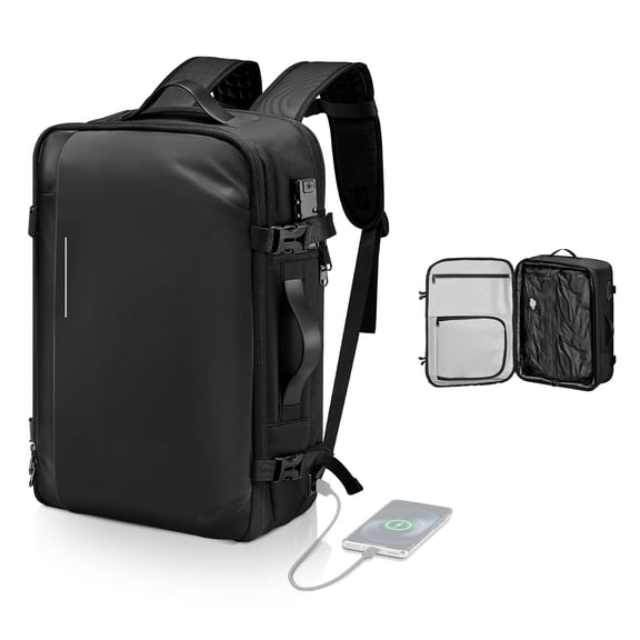 VEVOR Vacuum Travel Backpack, 65L, Expandable Vacuum Seal Compression Travel Backpack, with TSA-Approved Lock, Multiple Pockets Compartments, Water-Resistant Carry on Suitcase Luggage, No Pump