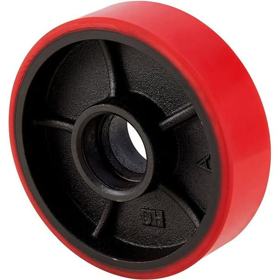 Global Industrial 615260 Replacement 7 in. Polyurethane Steer Wheel for Pallet Trucks 989031 & 989032 - Red & Black