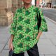 thumbnail image 4 of Blusa informal de manga corta con cuello redondo y manga corta para mujer con estampado del día de San Patricio Pompotops hkajfhjk460380, 4 of 6