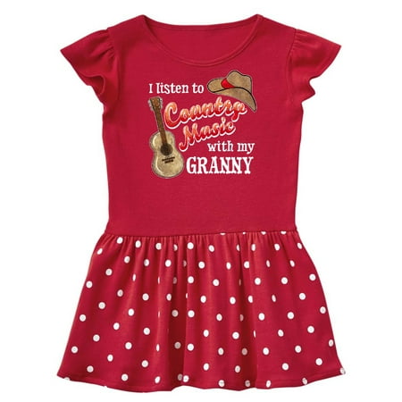 

Inktastic I Listen to Country Music with my Granny Guitar and Hat Gift Baby Girl Dress