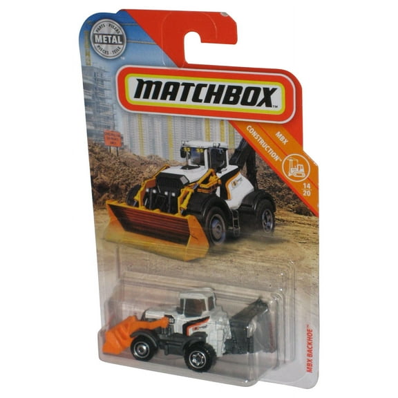Matchbox MBX Construction 14/20 (2019) White Backhoe Metal Toy 23/100
