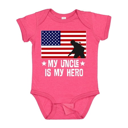 

Inktastic Military Uncle is My Hero US Flag Gift Baby Boy or Baby Girl Bodysuit