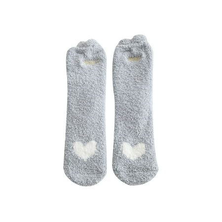 

Dadaria Socks for Women Woman Girls Cute Coloer Heart Cat Paw Print Thicken Coral Fleece Keep Warm Socks Sox Gray 36-39 Women