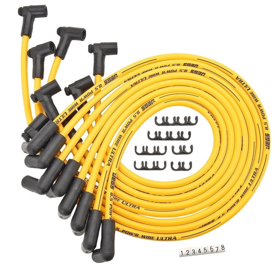 JEGS 40220 8.5mm Yellow Ultra Pow r Wires Small Block Chevy Over Valve Covers Fo