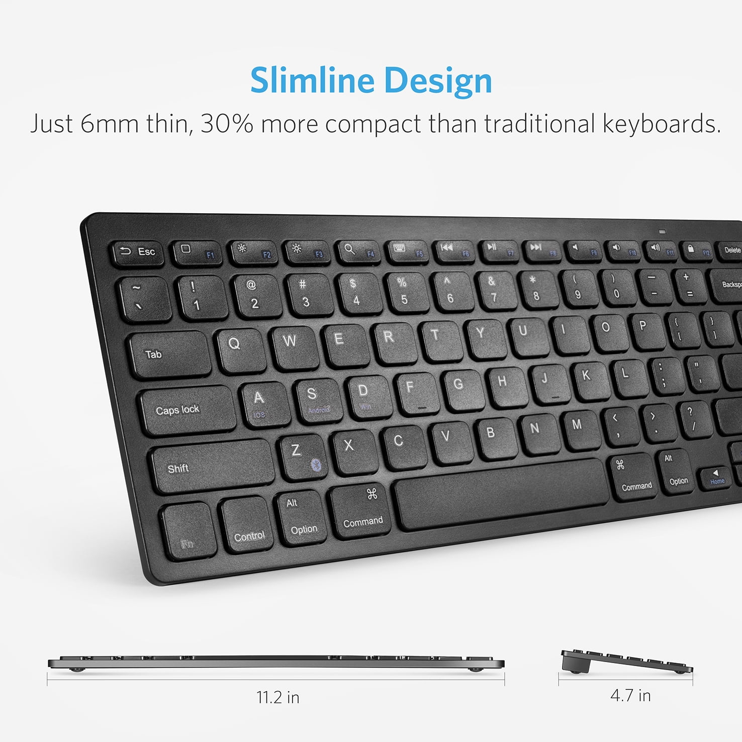 Hoofd Gezichtsvermogen contrast Anker Bluetooth Ultra-Slim Keyboard for iPad, Galaxy Tabs and Other Mobile  Devices, Black - Walmart.com
