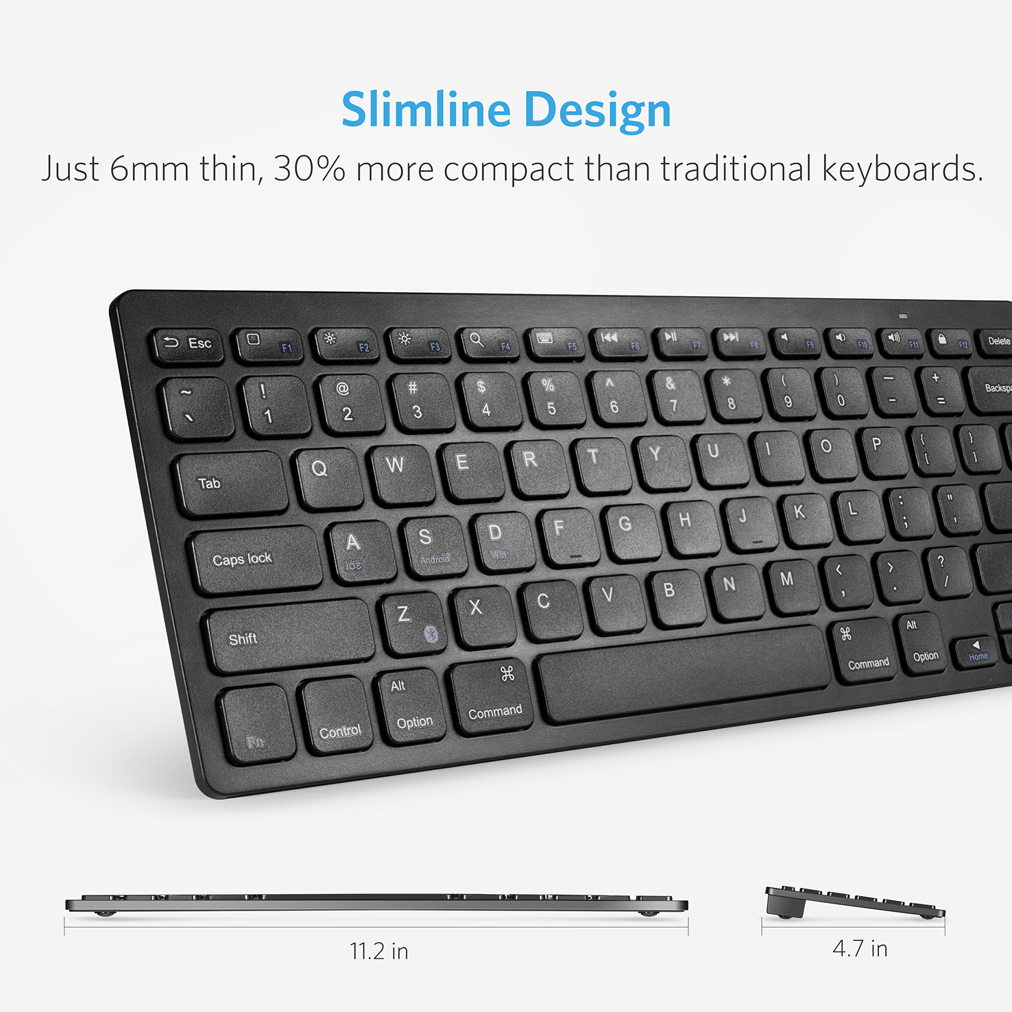 Anker Bluetooth Ultra-Slim Keyboard for iPad, Galaxy Tabs and Other Mobile Devices, Black - image 5 of 6