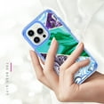thumbnail image 4 of Casetego for iPhone 15 Pro Case 6.1",Shiny Bling Marble Full Body Protective Support Wireless Charing Bumper Rugged Anti-Scratch Hybrid Rubber Case Cover,Purple Green, 4 of 5