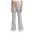 thumbnail image 4 of Aloohaidyvio Wide Leg Sweatpants for Women Casual High Waisted Yoga Pants Drawstring Flare Leg Pants with Pockets, 4 of 9