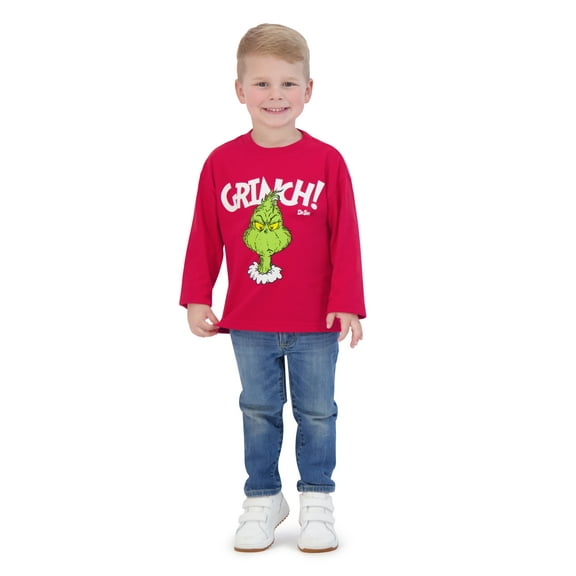 Dr. Seuss' The Grinch Christmas Toddler Unisex Long Sleeve T-Shirt, Sizes 2T-5T