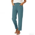 thumbnail image 2 of VBVC Women's Cotton-Linen Stretchy Pants,Lightweight Straight Leg Trousers For Women,Ladies Comfy Summer Ankle Pants with Pockets,Light Blue,S-2XL, 2 of 7