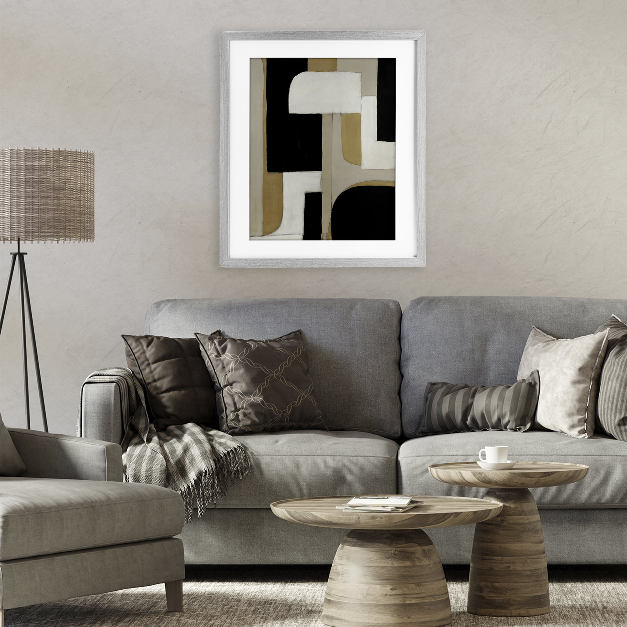 Stupell Industries Minimalist Geometrics in Neutrals Gray Framed Print Under Glass, design by Kippi Leonard