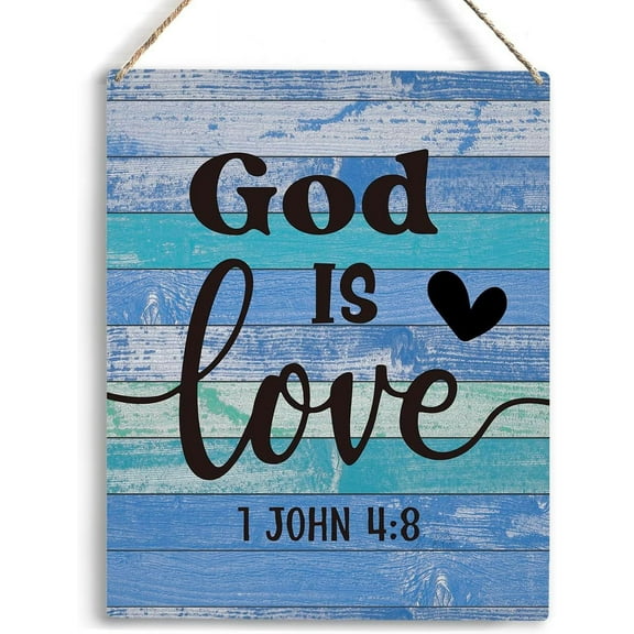 Wood Sign 8x10 Inch Inspirational Wall Art God Is Love 1 John 48 Wooden Hanging Sign Rustic Farmhouse Decor Religious Rustic Home Office Living Room Bathroom Bedroom Decor Gift For Women Men