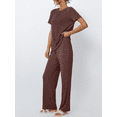 thumbnail image 3 of DAKIMOE 2 Piece Lounge Sets for Women Outfits Fall Pajamas Matching Ribbed Casual Wide Leg Pants Sets, 3 of 6